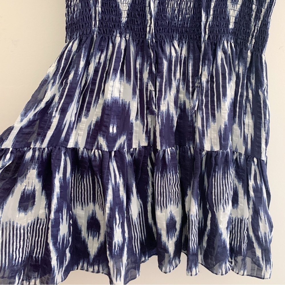 Rebecca Taylor Blue Ikat Silk Dress Sz 4 - Picture 5 of 10